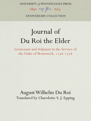 cover image of Journal of Du Roi the Elder